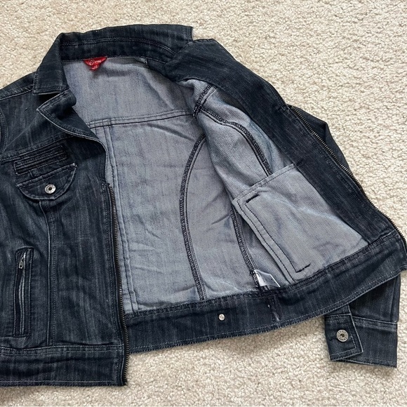 Guess Women’s Moto Blue Jean Jacket‎ Modele Style Size Large - Picture 13 of 16